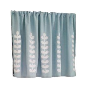 [Blue Leaves]Short Kitchen Cloth Curtain Small Window Half Curtain Cafe Curtain