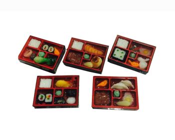Set Of 5 Lovely Refrigerator Magnet Set Silica Gel Simulated Lunch Box