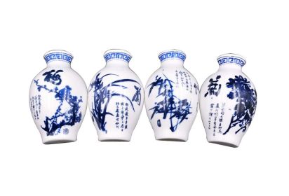 Set Of 4 Chinese Style Refrigerator Magnet Ceramics Decor Mei Lan Zhu Ju Pattern