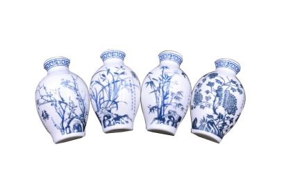 Set Of 4 Chinese Style Refrigerator Magnet Ceramics Mei Lan Zhu Ju Pattern