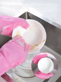 Dishwashing Gloves with Silicone Scrubber, Kitchen Household Cleaner Tool