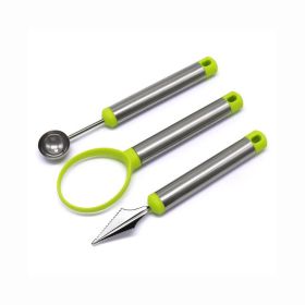 3 in 1 Melon Baller Scoop + Fruit Peeler + Carving Knife for Fruits Ice Cream Cookie Dough Butter Stainless Steel Kitchen Gadget Tool