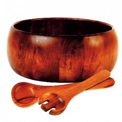 Gibson Home Laroda 3-Piece Salad Bowl Set, Brown Wood
