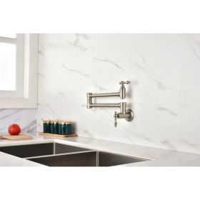 Wall-Mounted Retractable Pot Filler Spout Faucet Brass Faucet for Kitchen