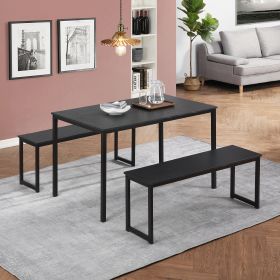 3 Piece Dining Set; Kitchen Table with Benches RT