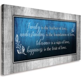 Love Quote Wall Art Blue and Grey Canvas Prints for Home Living Room Decorations