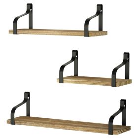 Floating Shelves Wall Mounted Set of 3, Wood Wall Storage Shelves for Bedroom, Living Room, Bathroom, Kitchen and Office RT