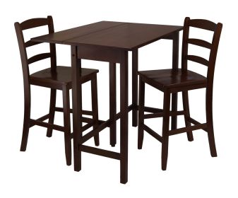 Lynnwood 3-Pc Drop Leaf High Table with 2 Counter Ladder Back Stool/Chair