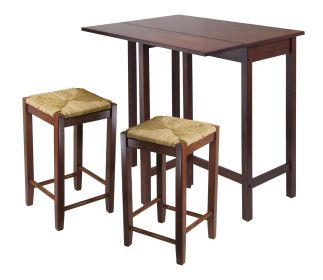 Lynwood 3-Pc Drop Leaf Table with Rush Seat Stool