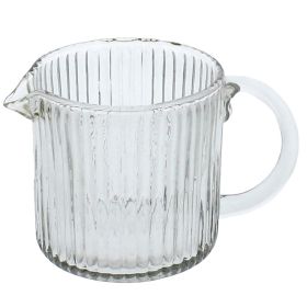 Glass Pitcher with Ribbed Pattern and Curved Handle; Clear; DunaWest