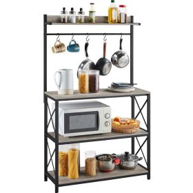 4-Tier Bakers Rack Kitchen Storage Shelf with S-Hooks