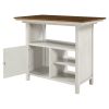 Farmhouse Counter Height Dining Table, Wooden Kitchen Table with Storage Cabinet and Shelves for Small Places