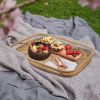 Bamboo Wicker Serving Trays with Handles-Set 4