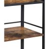Tray Top Wooden Kitchen Cart with 2 Shelves and Casters; Brown and Black; DunaWest