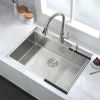 Stainless Steel 30 in 2-Hole Single Bowl Drop-In Kitchen Sink with Bottom Grid and Basket Strainer