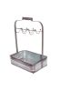 Rustic Style Galvanized Metal Crockery Holder with Six Cup Hooks; Gray