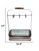 Rustic Style Galvanized Metal Crockery Holder with Six Cup Hooks; Gray