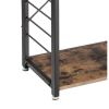 Wood and Metal Bakers Rack with 4 Shelves and Wire Basket; Brown and Black; DunaWest