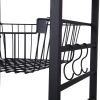 Wood and Metal Bakers Rack with 4 Shelves and Wire Basket; Brown and Black; DunaWest