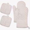 Kitchen Oven Gloves, Silicone and Cotton Double-Layer Heat Resistant Oven Mitts/BBQ Gloves