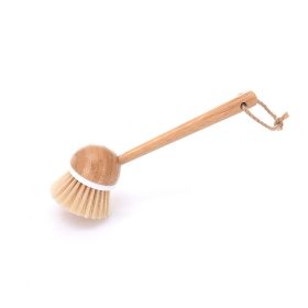 Wooden Pot Dish Washing Brush Bamboo Scruber Tableware Washing Cleaning Kitchen Supplies Home Sink Dishwashing Gadgets Tools (Color: Long Handle)