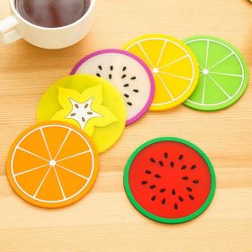 1pc Fruit Shape Cup Coaster Silicone Cup Pad Slip Insulation Pad Cup Mat Hot Drink Holder Mug Stand Home Kitchen Accessories (Color: Red)
