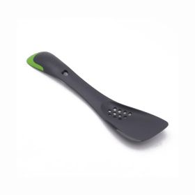 Multi-Function 5 in 1 Leaking Shovel Heat-Resistant Silicone Shovel Leaking Cooking Spoon Spatula Serrated Edge Kitchen Cooking Utensils (Color: green)