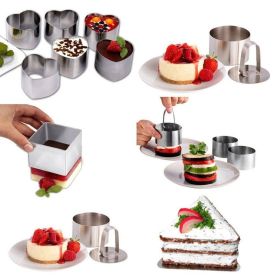 Stainless Steel Cake Cutter Bakeware Mini Fondant Mousse Mold Kitchen DIY Tool (size: Round)