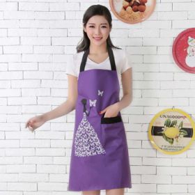 Manufacturer's apron; customized coverlet; cooking; home kitchen; waterproof; oil proof; customized gift; apron; coverlet; logo (colour: Beauty Purple)