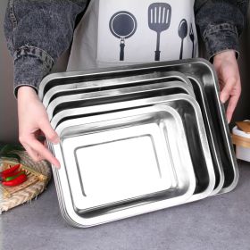 Wholesale stainless steel square plate 304 stainless steel rice plate rectangular tray barbecue plate stainless steel plate dish plate (colour: 08 No magnetism)