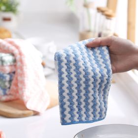 Z manufacturer sells cationic coral wool absorbent rags; oil free dish towels; kitchen cleaning rags; cleaning cloths (colour: Blue stripe)