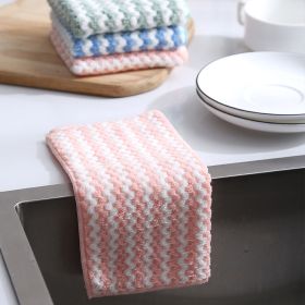 Z manufacturer sells cationic coral wool absorbent rags; oil free dish towels; kitchen cleaning rags; cleaning cloths (colour: Pink Stripe)