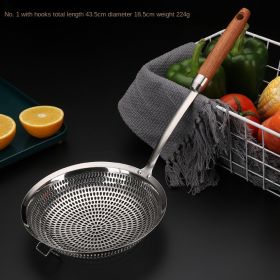 Thickened 304 stainless steel big leak scoop for noodles and dumplings household kitchen hot pot strainer for frying (Specifications: Shabili big leak large size with hook)