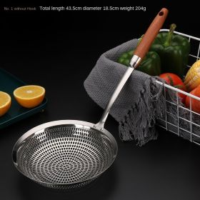 Thickened 304 stainless steel big leak scoop for noodles and dumplings household kitchen hot pot strainer for frying (Specifications: Shabili big leak, large size, no hook)