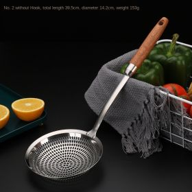 Thickened 304 stainless steel big leak scoop for noodles and dumplings household kitchen hot pot strainer for frying (Specifications: Shabili big leak small size no hook)