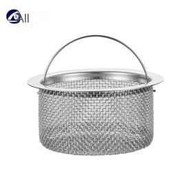 Kitchen sink filter screen 304 stainless steel vegetable basin garbage hopper household dishwashing sewage cage residue (Specifications: Type A four sets of deepening and thickening)