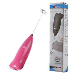 1pc Stainless Steel Handheld Electric Blender; Egg Whisk; Coffee Milk Frother (Color: Pink)