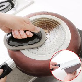 Emery Sponge Brush Eraser Scrub Handle Grip Sink Pot Bowl Kitchen Cleaning Tool (Color: black)