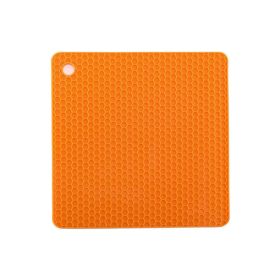 Non-Slip Honeycomb Kitchen Table Pad Multi-Purpose Hot Pads, Spoon Rest Heat Insulation Pad (Color: orange)