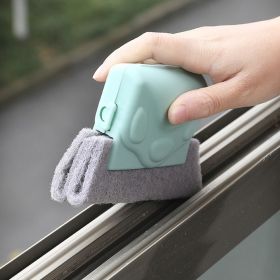 1pcs Window Slot Cleaning Sponge Durable Anti-slip Handle Plastic Portable Space-saving Window Groove Cleaning Cloth for Kitchen (Color: green)