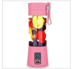 Portable USB Electric Fruit Juice Blender Deluxe Version with 6 Blades (Color: Pink)