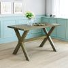 Farmhouse Rustic Wood Kitchen Dining Table with X-shape Legs