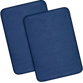 Memory Foam Bath Rugs and Mats Sets,0.7"" Extra Thick Absorbent Non-Slip Bath mats (Color: Navy Blue)