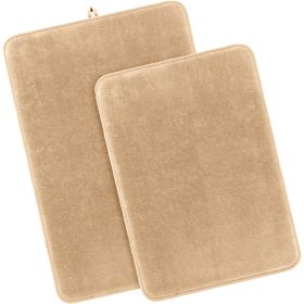 Memory Foam Bath Rugs and Mats Sets,0.7"" Extra Thick Absorbent Non-Slip Bath mats (Color: beige)