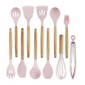 Non-stick Silicone Kitchenware Cooking Utensils Set Cookware Spatula (Color: Light yellow)
