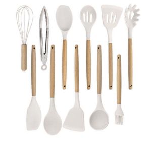 Non-stick Silicone Kitchenware Cooking Utensils Set Cookware Spatula (Color: Ivory)