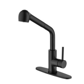 Single Handle Pull Down Sprayer Kitchen Sink Faucet (Color: black)