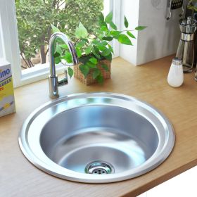 Kitchen Sink with Strainer and Trap Stainless Steel (Color: Silver)