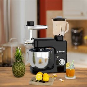 3-in-1 Multi-functional 6-speed Tilt-head Food Stand Mixer (Color: black)