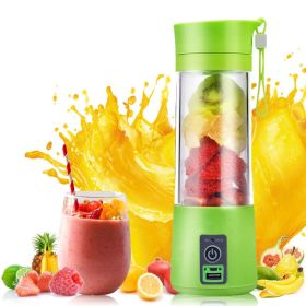 Portable USB Electric Fruit Juice Blender Deluxe Version with 6 Blades (Color: green)
